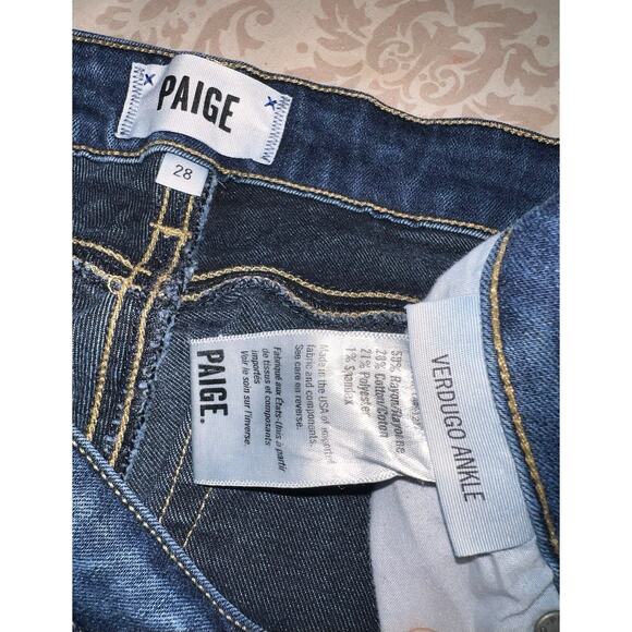 PAIGE BLUE STRETCH SKINNY VERDUGO ANKLE JEANS SIZE 28 - Picture 4 of 4